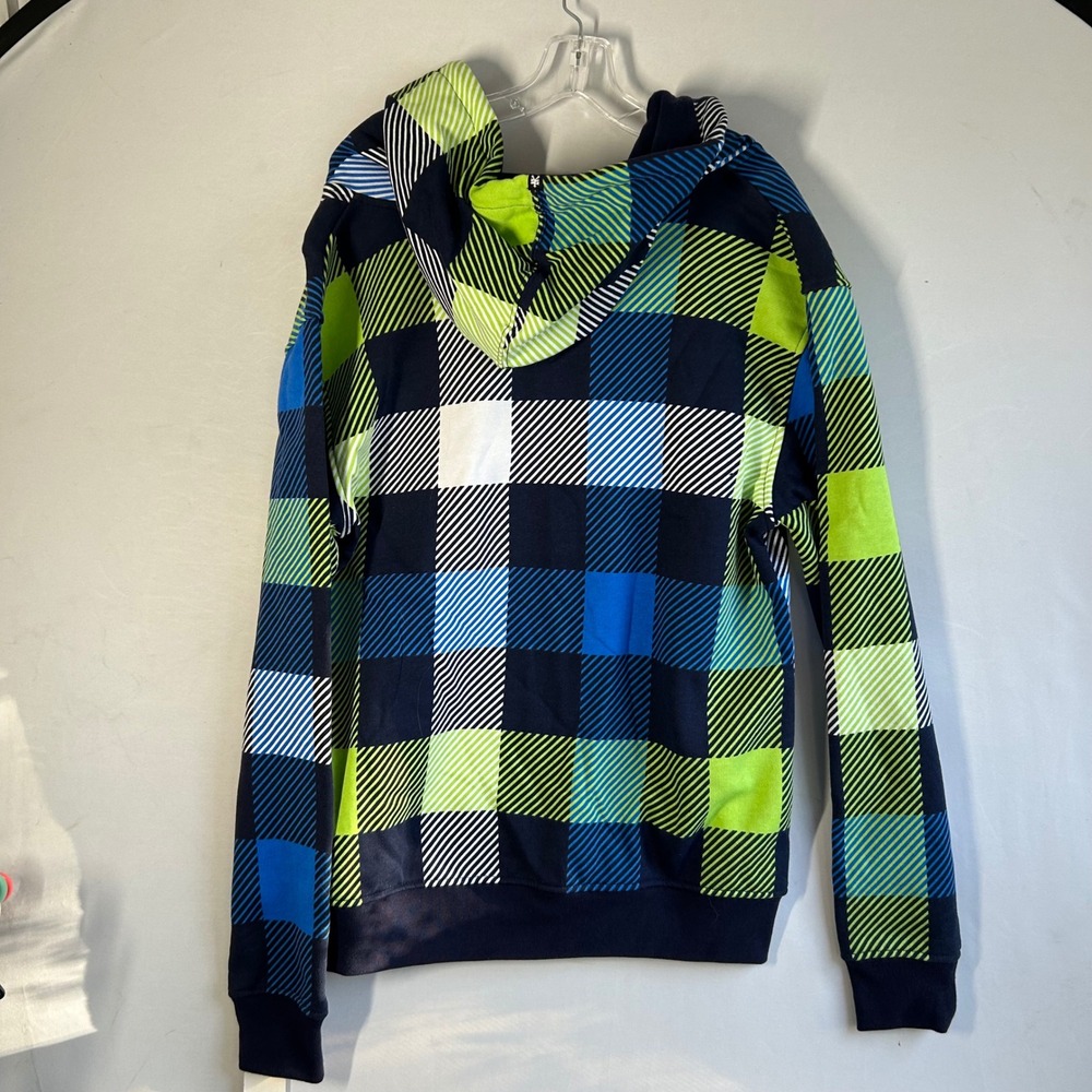 Zoo York Mens Plaid Full Zip Hoodie Sharp Green Navy Blue Fleece Lined Large NEW - Picture 6 of 11